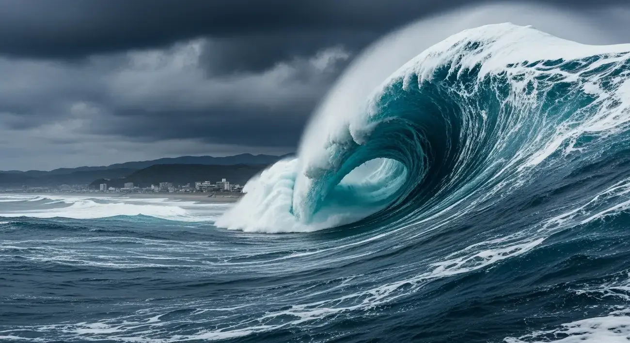 Tsunami vlna u japonského pobřeží — ilustrační foto