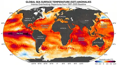 Světový oceán přepsal historické tabulky: Globální teplota dosáhla rekordních 21,1 °C